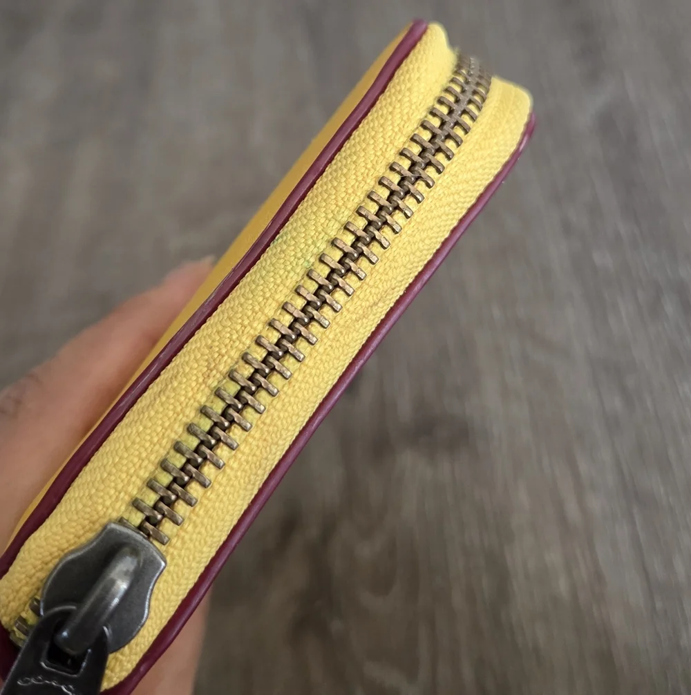 Coach Yellow Zip Wallet with Skateboarding Character - Picture 7 of 11